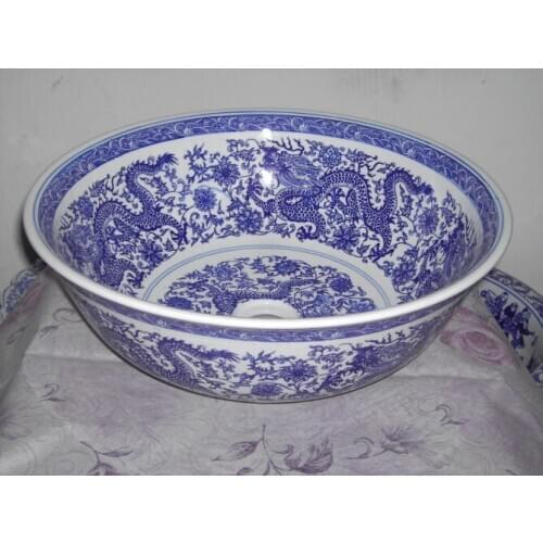 Blue and white Jingdezhen factory directly hand ceramic bathroom sink