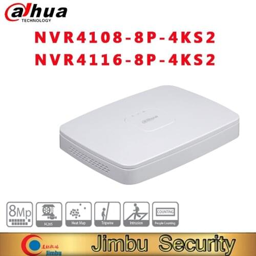 Dahua international version NVR NVR4108-8P-4KS2 NVR4116-8P-4KS2 mini Video Recorder 8CH 16CH Smart 1U 8PoE port 4K Up to 8MP