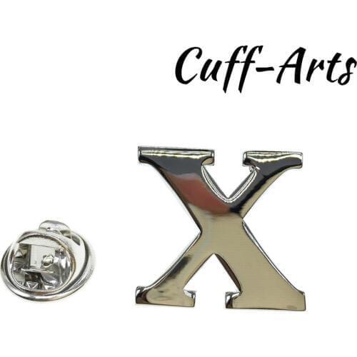 Cuffarts X Letter Lapel Pin Badges Matched Cuff Links For Men Name Jewelry Trendy Alphabet Button Cufflinks P10031
