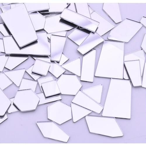 JUNAO 20pcs Mix Size Shape Mirror Rhinestones Flatback Acrylic Strass Applique Non Sewing Crystal Mirror Stones For DIY Crafts