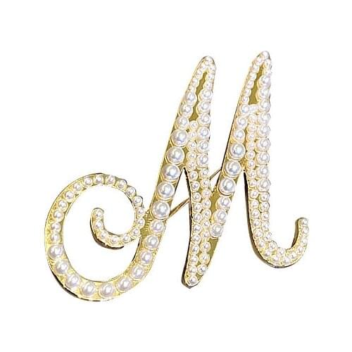 Elegant Letter Brooch For Womens Alloy Pearl Pin Jewelry Party Office Clothes Scarf Buckle Garment Accessories Brooches Gift
