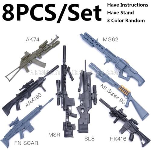 1/6 1:6 AK74 HK416 SL8 FNSCAR ARX160 MG62 M1 Super 90 Machine Gun Toy Gun Model Grenade Launcher For 12" Action Figures