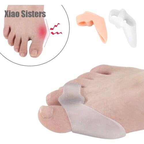 1Pair Silicone Gel Foot Fingers Two Hole Toe Separator Thumb Valgus Protector Bunion Adjuster Hallux Valgus Guard Feet Care Tool