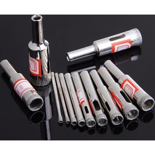 11Pcs 3-14mm Diamond Coated Core Saw Hole Drill Tool Set for Glass Marble Tiles