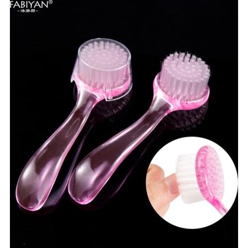 2pcs Plastic Handle Dust Clean Cleaning Washing Brush Care Salon DIY Nail Art Manicure Pedicure Tool Professional