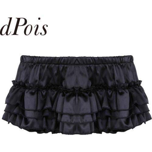 2020 Mens Panties Briefs Shiny Satin Ruffled Bloomer Tiered Skirted Panties for Bikini Male Man Underpants