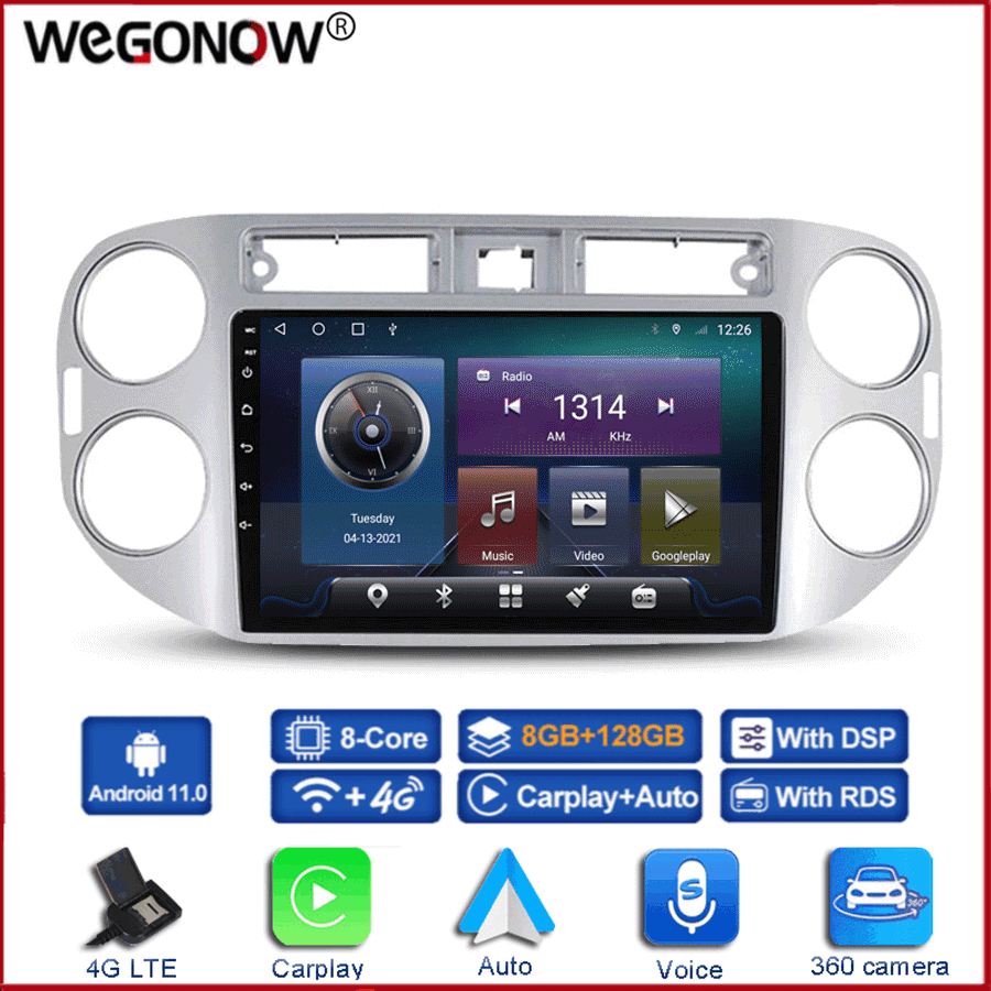 360 Panoramic Camera 6G+128G Android 10 Car DVD Player GPS Map WIFI Bluetooth 5.0 RDS Radio For Volkswagen Tiguan 2010-2016 2017