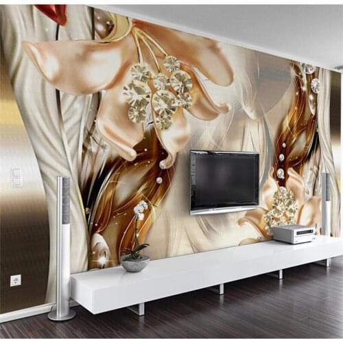 Wellyu Custom wallpaper fantasy 3d mural three-dimensional jewelry flower living room bedroom jewelry background papel de parede