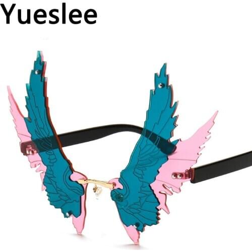 49787 Personalized Prom Wings Glasses Luxury Sunglasses Men Women Fashion Shades Uv400 Vintage Glasses Women Sunglasses