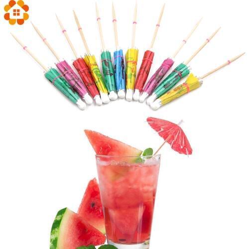 50PCS Creative Paper Umbrella Cake Topper Picks Cocktail Parasols Drinks Picks Party Favors Birthday/Wedding Party Decoration