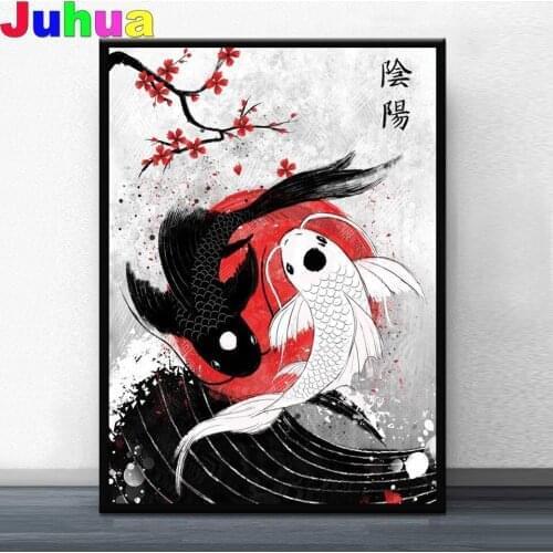Diamond mosaic pattern Fish koi Full Square stones DIY 5D Diamond Painting Cross Stitch Kits rhinestone Embroidery animal Art