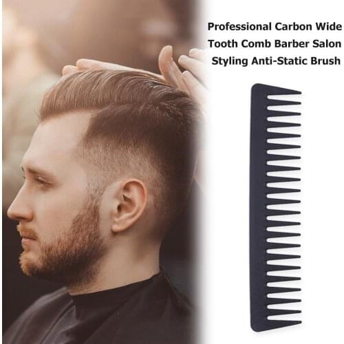 Anti-Static Carbon Wide Tooth Comb Durable Heat Resistance Professional Salon Barber Hair Styling Brush For Hair Styling Tool