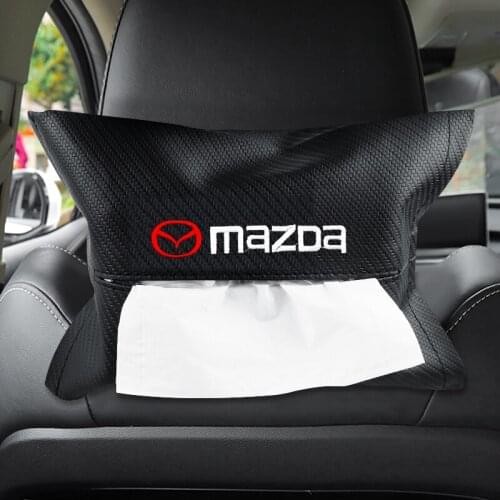 Car Tissue Paper Holder Leather Napkin Box Auto Hanging Sun Visor Storage For Mazda 3 Atenza Axela 6 Gh Gj Demio Funda Volante