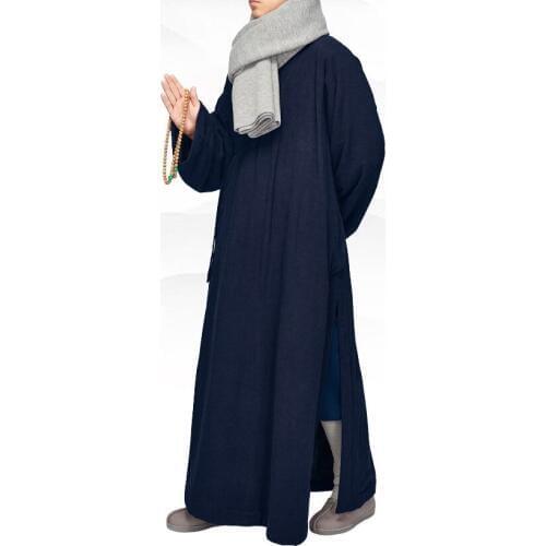 3color blue/red Unisex Cotton&linen buddhist warm clothing robe Winter shaolin monk suit lay meditation kung fu uniforms