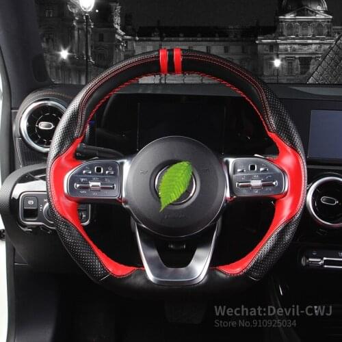 For Mercedes-Benz A-class A200L A180L steering wheel cover C-class E-class hand-stitch cowhide grip cover modification Car goods