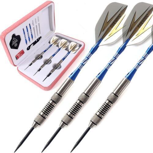 CUESOUL 24 Grams Tungsten Darts,Precise Barrels,Pink Case,Black Flight With Blue Sharpener