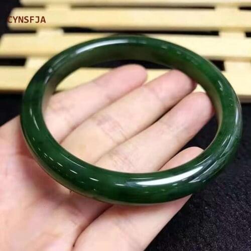 CYNSFJA New Real Certified Natural Hetian Jasper Nephrite Lucky Amulets Jade Bracelets 52-62mm Green High Quality Birthday Gifts