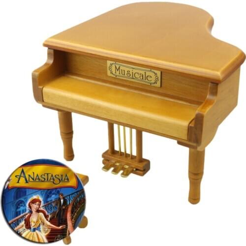 Sinzyo Wooden Grand Once upon a december Piano Shaped Music Box With Small Stool Creative birthday Gift For Valentines day