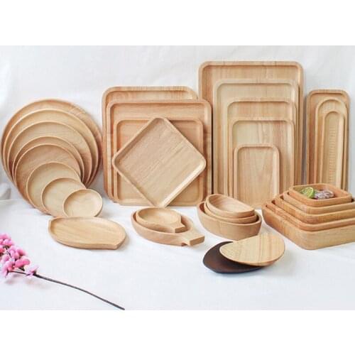 Lovesickness Wooden Tray Whole Wood Tableware Round Solid Wood Plate Dishes Saucer Tea Tray Dessert Dinner Plate Home Dinnerware