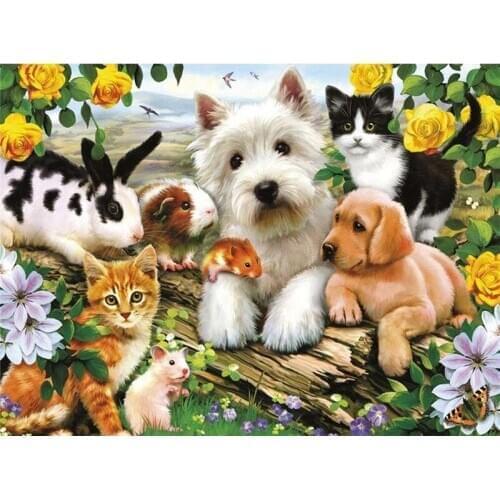 Diy Diamond Painting Dogs Anmial Full Drill Rhinestone Cross Stitch Kits Handmade Embroider Crafts Love Gift