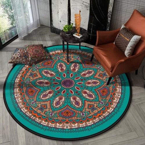 Ethnic Home Mandala Style Round Rugs Living Room Carpet Children Rug Bathroom Nonslip Carpet Bedroom Decoration Rug Carpets