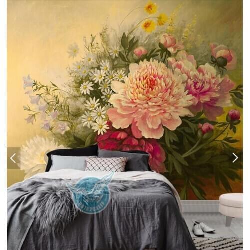 European Hand Painting Flower Wallpaper Mural HD Printed Photo Wall Murals for Bedroom Animal Wall Paper Roll Wall Covering