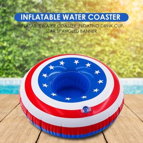 US Flag Inflatable Swimming Pool Drink Cup Stand Holder Float Toy Coasters PVC Inflatable Cup Holder 2021 New