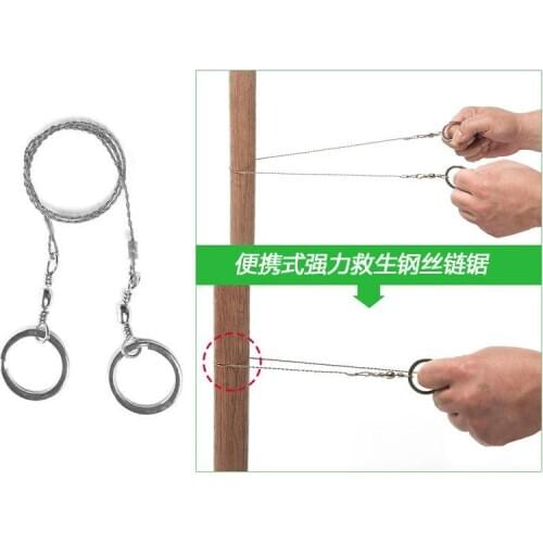 Outdoor survival stainless steel rope saw camping adventure line strands wire cable chain sawn wood pocket tool gear equipment