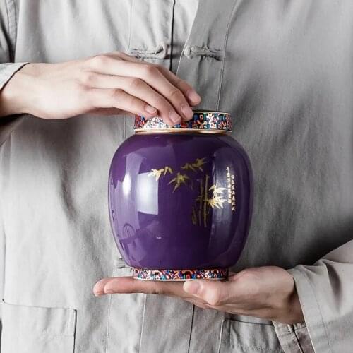Premium Ceramic Tea Caddy High-end Tea Sealed Cans Are Moisture-proof Thicken /Heighten The Pattern Cover Tea Jar Decoration