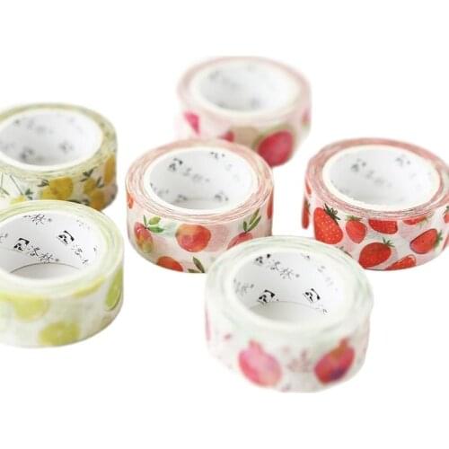 Washi Tape 15mmx7m Summer Cool Fruit Japanese Masking Washi Decorative Adhesive Scrapbooking Sticker Label Stationery Stickers
