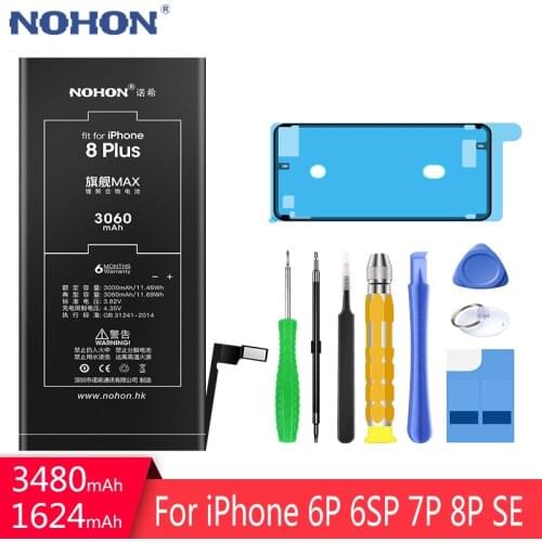 NOHON Lithium Polymer Bateria For Apple iPhone 8 7 6 6S Plus SE 8Plus 7Plus 6Plus 6SPlus Replacement Phone Battery + Free Tools