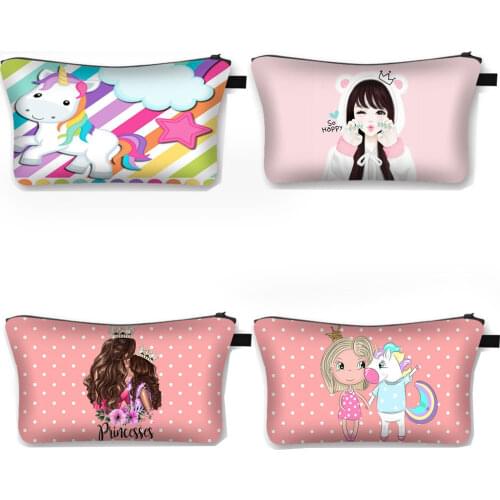 Cute Princess Unicorn Cosmetic Case Teenager Girl Makeup Bag Women Fashion Cosmetic Bag Female Pouch Ladies Toiletry Bags