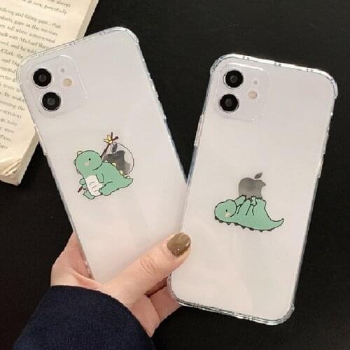MrenewedM Cute Cartoon Animal Clear Phone Case For iPhone 12 11 Pro Max Mini X XR 7 8 Plus Shockproof Transparent Silicone Cover