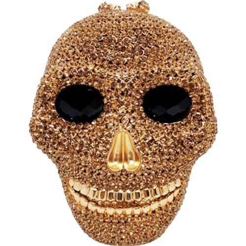 BoutiqueGG Halloween Novelty Funny Skull Bag Women Silver Evening Bags Party Cocktail Crystal Purses Lady Shoulder Handbags
