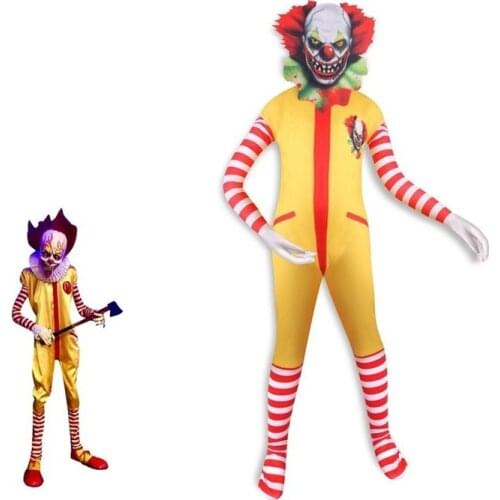 New Kids Cosplay Suit Halloween costume Movie The Dark Knight Joker Costume Jumpsuit Mask Full Sets Carnival Clown