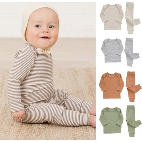 Solid Newborn Baby Clothes Organic Cotton Suit with Pants Baby Boy Girl Clothes Infant Autumn Long Sleeve Cloth Sets