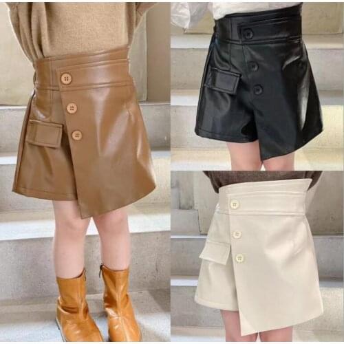 2021 Autumn PU Skirts Pants For Girls Baby, Princess Kids Sweet Shorts Wholesale 6 pcs/lot, Free Shipping