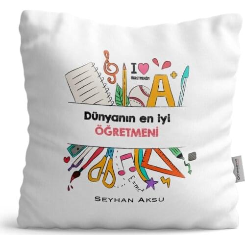 Personalized World Best Öğretmeni Satin Pillow-13