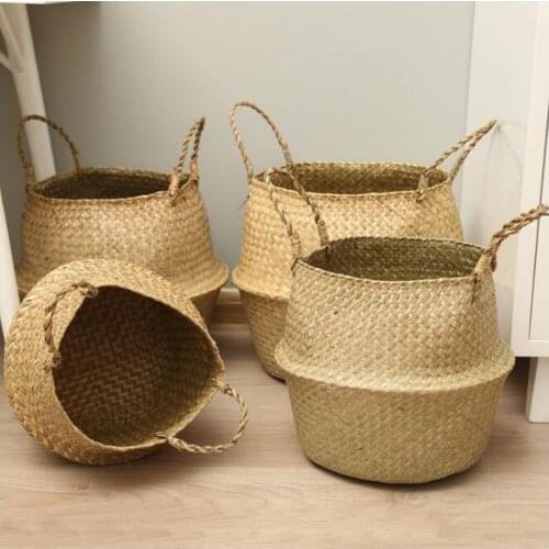 Handmade Laundry Seagrass Storage Basket Of Sea Grass Box Planter Wicker Organizer for Toy Garden Flower Pot
