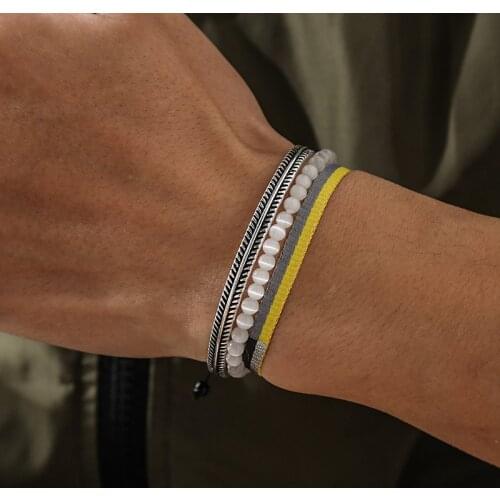 3PCS/Set White Cat Eye Beads Bracelet Bangles Tibetan Silver Bamboo Leaf Shape Bracelet Handmade Braided Friendship Knot Rope