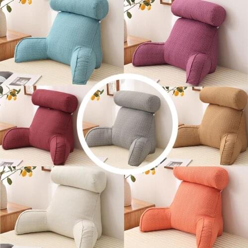 Reading Pillow With Armrest Detachable Back Support Chair Cushion Bed Plush Big Backrest Rest Removable Neck Pillow Home Use