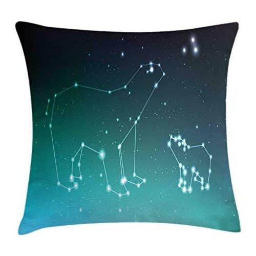 Pooizsdzzz Bear Throw Pillow Cushion Cover, Ursa Major Ursa Minor in The Night Sky, Decorative Square Accent Pillow Case