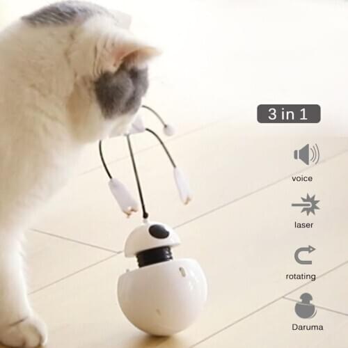 Durable 3 In 1 Multifunctional Electric Rotating Ball Tumbler Game Play With Chase Light For Cats Automatic Interactive Cat Toys
