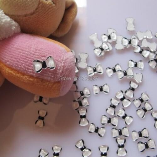 RB28-18 30pcs Cute Printed Bow Shape Nail Resin Decoration Outlooking