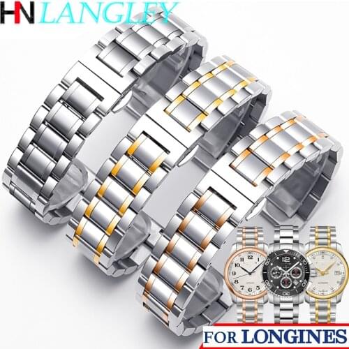 Watch Band For LONGINES WatchBand Stainless Steel Bracelet Original Master Crescent 12/13/14/15/16/17/18/19/20/21/22 mm Strap