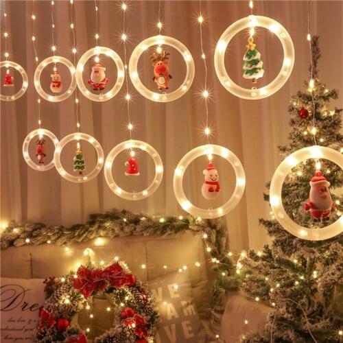 Christmas Thanksgiving Halloween Ornaments LED Lamp Home Decor String Xams New Year Accessary Wall Hanging Xmas USB Lights Ring