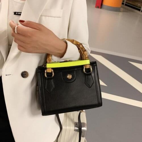 With Short Bamboo Handle for Women 2022 Fashion Shoulder Bag Lady Luxury Designer Handbags Retro Small Pu Leather Crossbody Bags