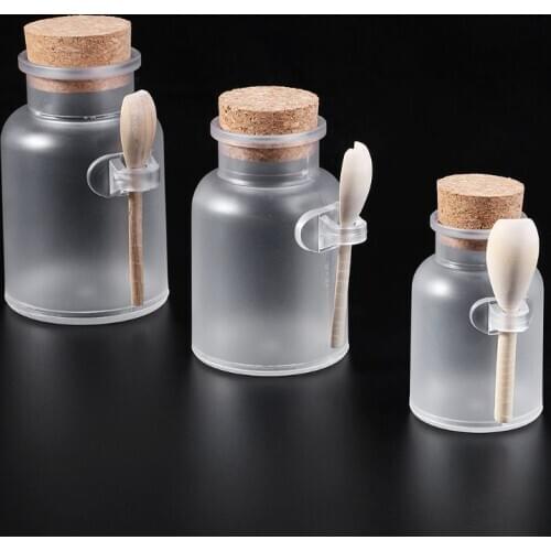 Scrub Bath Salt ABS Bottle Sealed Jar Wooden Spoon Soft Cork Storage Stopper Bottle Frosted Seal Bottle Refillable Mask Powder J