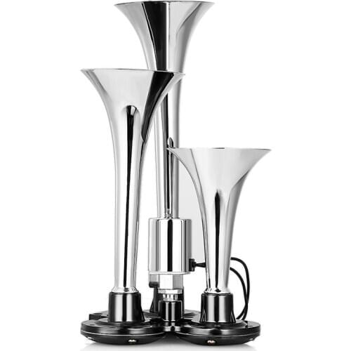 Three Tube Air Signal Alarm Electronically Controlled Solenoid Valve Horn Sound Signal 12v/24v Air Horn Big Pneumatic for Car