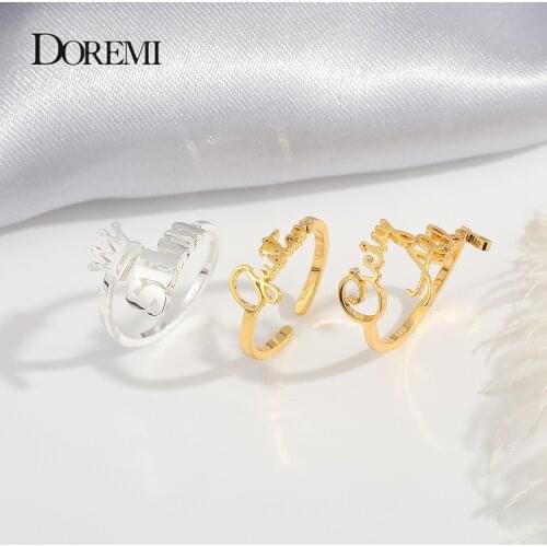 DOREMI Cutomized Unique Ring /Personalized Double Names Ring Stainless Gifts Statement Custom ring Jewelry - Adjustable